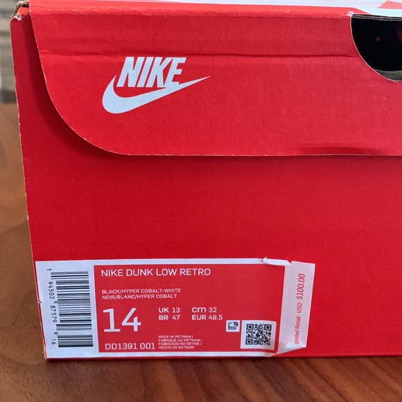 Black/hyper cobalt-white Nike dunk low retro - Picture 3 of 7